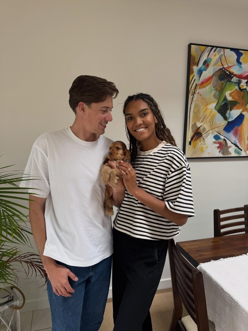 Sarah Kim with her Cocker Spaniel puppy Waffles in Seattle, Washington